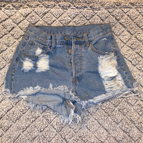 high waisted destructed shorts denim - Picture 1 of 2